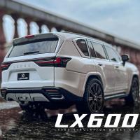 LX600 SUV หุ่นอัลลอยรถของเล่นหล่อโลหะดึงกลับรถของเล่นแสงและเสียงสำหรับเด็กยานพาหนะ