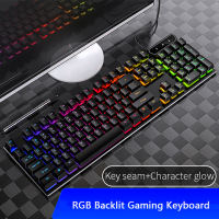 คีย์บอร์ดเกมแบบมีสาย Mechanical Feel Backlit คีย์บอร์ด Luminous 104คีย์สำหรับ PC คอมพิวเตอร์ Gamer สาย USB RGB Backlight Keyboards