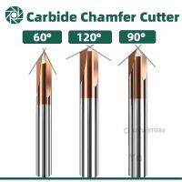 CNC คาร์ไบด์ Chamfer Milling Cutter 60 90 120 องศา 8mm Cutter เคลือบ 2 3 Flutes Deburr End Mill แกะสลัก Chamfer To Steel