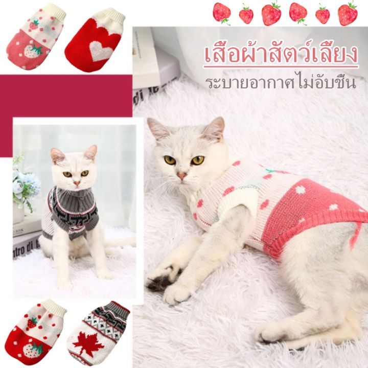 bhq-pet-cod-พร้อมส่งจ้า-เสื้อผ้าแมว-เสื้อผ้าสุนัข-สัตว์เลี้ยงสุนัขเสื้อกันหนาวจัมเปอร์ที่อบอุ่นเสื้อผ้าลูกสุนัขแมวเสื้อถักเสื้อ