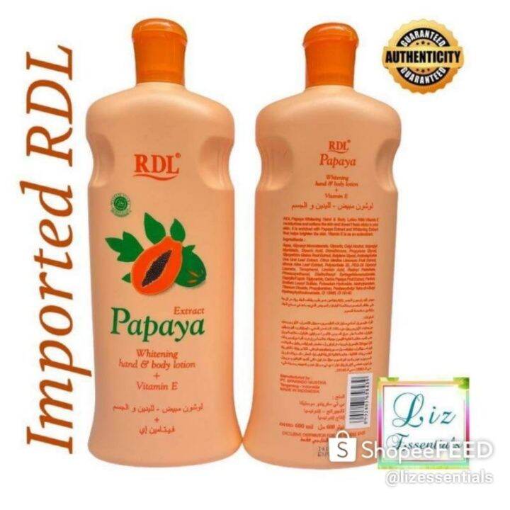 Hot ss69637zg28 Authentic RDL Papaya Hand Body lotion 600ml Lazada PH