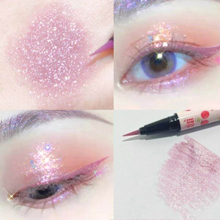 shiny-eyeliner-brighten-eyelid-liquid-glitter-eye-liners-rose-eyeshadow-lasting-non-smudge-highgloss-silkworm-makeup