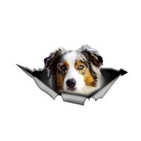 LYKX Car Sticker 3D Styling Australian Shepherd Torn Metal Wanted Automobiles Exterior Accessories Vinyl Decals 13cm*7cm Car Door Protection