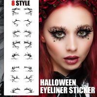 4/8pair Eye Tattoo Stickers Halloween Eyeliner Face Laces Makeup Sticker Spider Cobweb Bat Festival Makeup Pattern Decorations Stickers