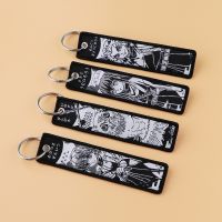 Kimetsu No Yaiba Embroidered Keys Tag Keychains Demon Slayer Keyring Japanese Anime Car Keys Fashion Jewelry Accessories Gifts