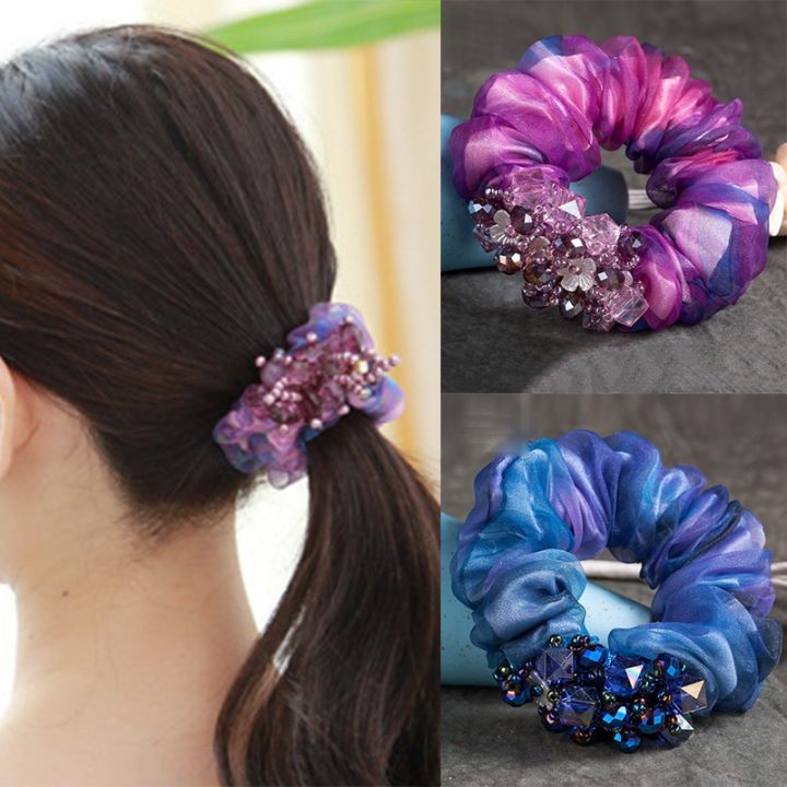 Exquisite head flower ball head curler Korean hair rope rubber band leather  cover head rope jewelry 