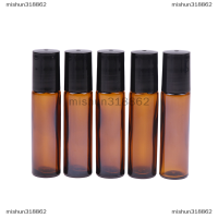 mishun318862 10ml Empty Amber Glass ROLL บนขวดน้ำหอม Essential Oil Metal Roller Ball