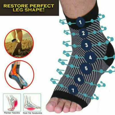SR2N 1 Pair Unisex ป้องกันข้อเท้า ป้องกันความเมื่อยล้า ยางยืด บรรเทาอาการปวดเท้า ถุงเท้าบีบอัด Plantar Fasciitis รองรับอุ้งเท้า ถุงเท้าเท้า