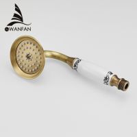 Shower Heads Antique Brass Bathroom Hand Held Shower Sprayer Head With Luxury Ceramics Bath Round Rainfall Shower Faucet HJ0527K Showerheads