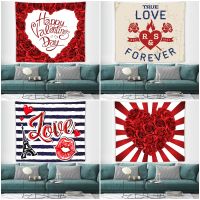 Red Rose Wall Tapestry Love Pattern Tapestry Aesthetic Tapestry Wall Hanging for Couple Bedroom Decor