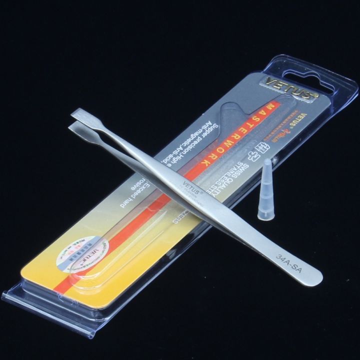 high-precision-tweezers-of-vetus-stainless-steel-flat-head-large-round-head-spatula-stamp-wafer-jewellery-tweezers