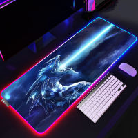 มังกร Rgb แผ่นรองเมาส์เล่นเกม M Ousepad Xxl Gamer ตู้โต๊ะอะนิเมะอุปกรณ์เสริมพรมขนาดใหญ่ขยายเสื่อแป้นพิมพ์พีซีแผ่นรองเม้าส์