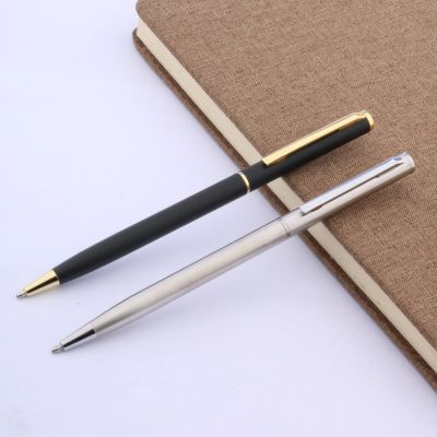 luxury High quality brand matte black student pen stainless golden wave Engraving technology Ball point pen Office Supplies