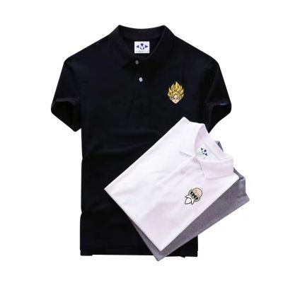 Original Embroidered polo shirt mens short-sleeved Dragon Ball cotton Yu Wenle t-shirt summer lapel loose Harajuku trendy brand 2023