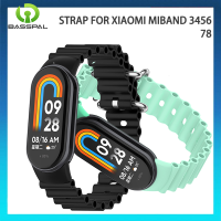 BassPal Ocean สายสำหรับ Xiaomi MiBand 8 7 6 5 4 3สายรัดข้อมือซิลิโคนสำรองสายรัดข้อมือสำหรับ Xiaomi Miband 8อุปกรณ์เสริม