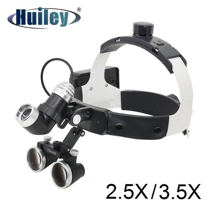Dental Loupe with LED Headlight Headwearing 2.5X/3.5X Binocular