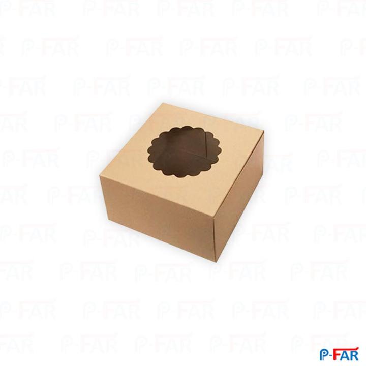 กล่องเค้ก 2 ปอนด์เจาะดอกไม้ กล่องกระดาษ กล่องกระดาษสำหรับใส่เค้ก กล่องใส่เค้ก กล่องกระดาษใส่เค้ก กล้องเค้กกรุด้วยพลาสติกใส ขนาด(9.5 x 9.5 x 3.75 ) จำนวน(50ใบ/แพ็ค)