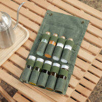 Outdoor Spice Bottle Set Portable Folding Wax Canvas Waterproof Large Capacity Camping Hiking Bushcraft Picnic Bbq Seasoning Bag