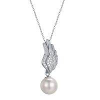 European and American 925S Silver Premium Wings Set with Full Diamond Pendant Clavicle Temperament Simple Female Pearl Necklace