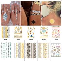 Flash Tattoo Sticker Gold Temporary Tattoo Women Party Body Arm Art Metallic False Waterproof Tattoos Stickers Stickers