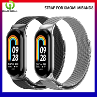 สายคล้องคอแบบ Milanese BassPal สำหรับสาย Xiaomi Mi 8สายรัดข้อมือสเตนเลสสตีลปล่อยเร็ว Pulseira Miband8 NFC เข็มขัด Correa Accessories