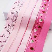 Pink Color Printed Grosgrain Ribbon Polka Dots Tape Stripe Velvet Christmas Satin for Birthdays Party DIY Decoration Accessories Gift Wrapping  Bags