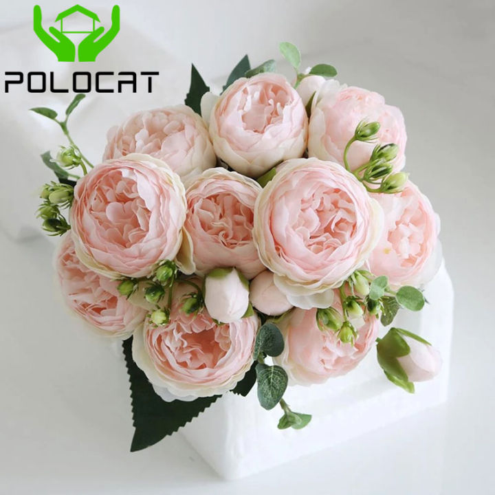 Polocat 1 Bó Hoa Mẫu Đơn 9 Đầu Nhân Tạo Hoa, Trà Tăng, Camellia, Hoa Lụa,  Hoa Giả Để Trang Trí Sân Vườn Nhà Đám Cưới | Lazada.Vn