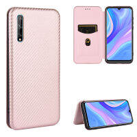 Huawei Y8p Case, EABUY Carbon Fiber Magnetic Closure with Card Slot Flip Case Cover for Huawei Y8p