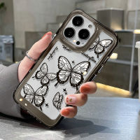 For IPhone 14 Pro Max IPhone Case Thickened TPU Soft Case Clear Case Shockproof Night Butterfly Compatible with For 13 Pro Max