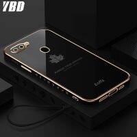 YBD ตรงขอบชุบโทรศัพท์สำหรับ OPPO A5S A7 A12 A11K F9 Pro ปลอก,ที่แม่นยำกล้องป้องกันกรณีรูปแบบ Maple Leaf ฟรี Lanyard