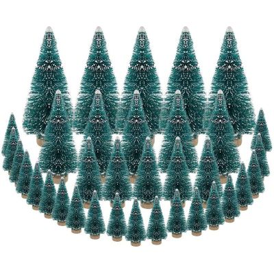 35 PCS Miniature Christmas Tree Artificial Snow Frost Trees Pine Trees for Christmas DIY Craft Party Decoration (4 Size)
