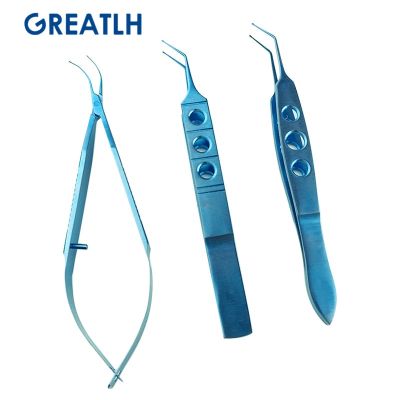 Ophthalmic Tweezers Flat Handle Lens Implantation Forceps Ophthalmic Microscopic Instrument Titanium Alloy/Stainless Steel