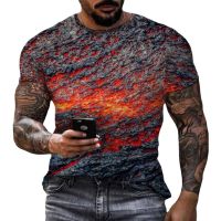 2023 New Summer New Magma Smashing Lightning Thunder Mens T-Shirt 3D Printing Abstract Casual Loose Fashion Top Short Sleeve 6XL