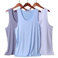 Mens Casual Tank Summer High Quality Bodybuilding Fitness Muscle Singlet Ice Silk Mans Clothes Sleeveless Fit Vest Seamless