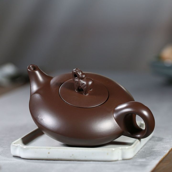 กาน้ำชาแบบมีหลายดินเหนียวสีม่วงทำมือกาน้ำชากังฟูชุดชาหม้อดินสีม่วงกาน้ำชาหยีซิงใหญ่แบบโบราณแบบใหม่