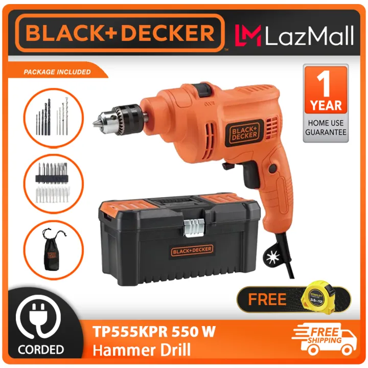 BLACK & DECKER Hammer Drill 10mm with Toolbox & Accessories (TP555KPR-XD)