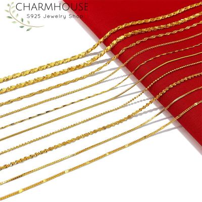 【CW】24K Gold Color Necklaces For Women 1-2mm Link Chain Necklace Fit Pendant Collier Femme Choker High Quality African Gold Jewelry
