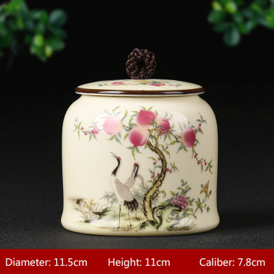 Large Painted Tea Caddy Porcelain Storage Jar Porcelain Candy Box Spice Storage Tank Coffee Container Sealed Canister Tea Can
