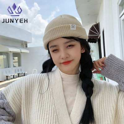 หมวกถักนิตติ้งสไตล์เกาหลีหมวกฤดูใบไม้ร่วงฤดูหนาวนักเรียนยิ้มหมวกขนสัตว์อบอุ่นสำหรับเด็กผู้หญิง