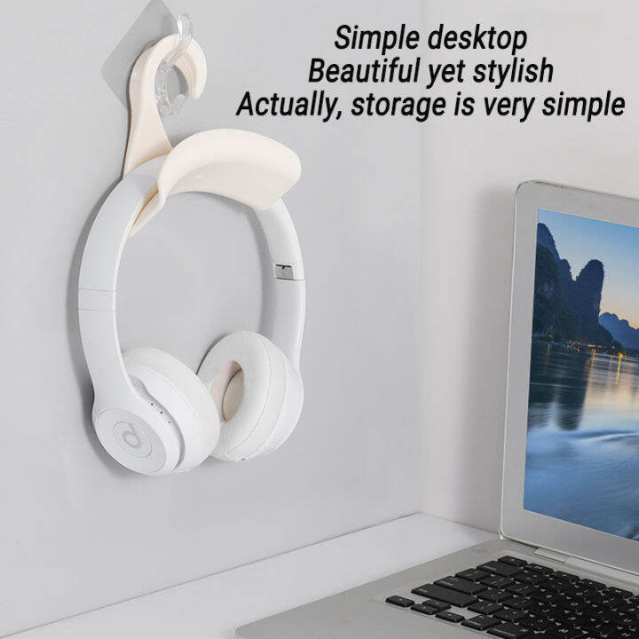 Double layer wall mounted headphone storage hook no drilling