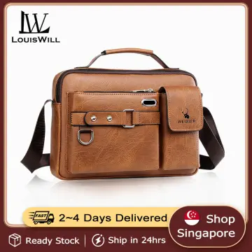 New Plaid Large Leather Travel Bag Men Handbag Crossbody Shoulder