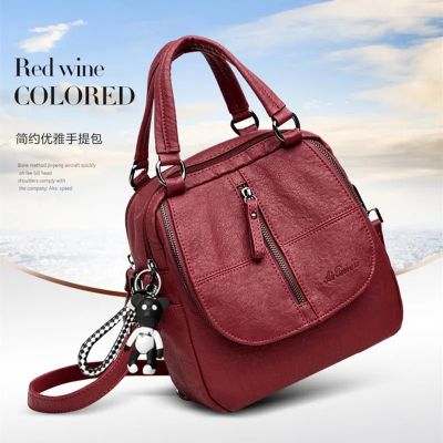 Womens Fashion Soft Leather Handbag Multifunction Backpack Casual Totes Ladies Shoulder Bag