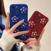 3D ไวน์แดงสีน้ำเงินวินเทจเรจดอกไม้เหมาะสำหรับเคสโทรศัพท์13PROMAX iPhone 11 Soft XSMAX Women 8Plus เคสนิ่ม A55 Oppo 5G