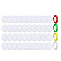 50 Pieces Round Acrylic Sheet Acrylic Discs Circles Round White Ornaments Blank Acrylic Plates with Colored Ribbons