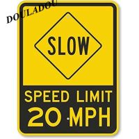 Slow Down Road Traffic Signs Vintage Metal Tin Sign School Rustic Speed Limit Decorative Retro Plaque 30*20CM