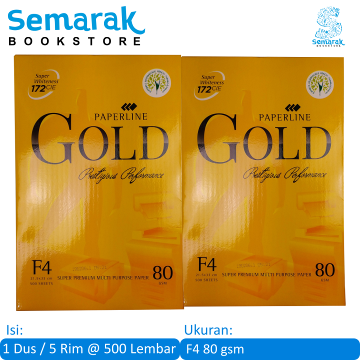 PaperLine Gold Multi Purpose Paper Kertas HVS F4 [1 Dus / 5 RIM