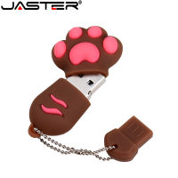 Hot JASTER Cat Paw USB แฟลชไดรฟ์64GB ไดรฟ์ปากกาสีสันสดใส32GB ฟรี Key Chain Memory Stick 16GB สีน้ำตาล Pendrive สีแดง U ดิสก์สีฟ้า8GB