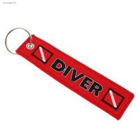 ◆❁ Car Keychain Embroidery DIVER Keychains Tag Key Holder Fobs ATV Keyring Bag Luggage Tag Travel Scuba Diving backpack Bag Flag