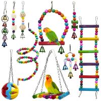 10pcs Combination Parrot Bird Cage Toys Accessories Parrot Bite Pet Bird Toy for Parrot Training Bird Toy 장난감 Swing Ball Bell