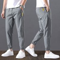 COD ❈❖♂ vffe899 ⚡W-KING⚡ Ice Silk Thin Boys Tie-pants Men’s Loose Harem Pants Casual Pants Cropped Pants Large Size Korean Pants Sports Jogging Pants